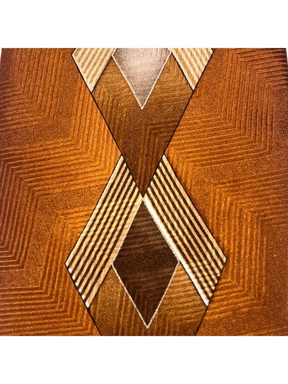 Jacques Ester Pure Silk Mens Tie Brown Geometric Chevron Pattern USA  (3/$15)